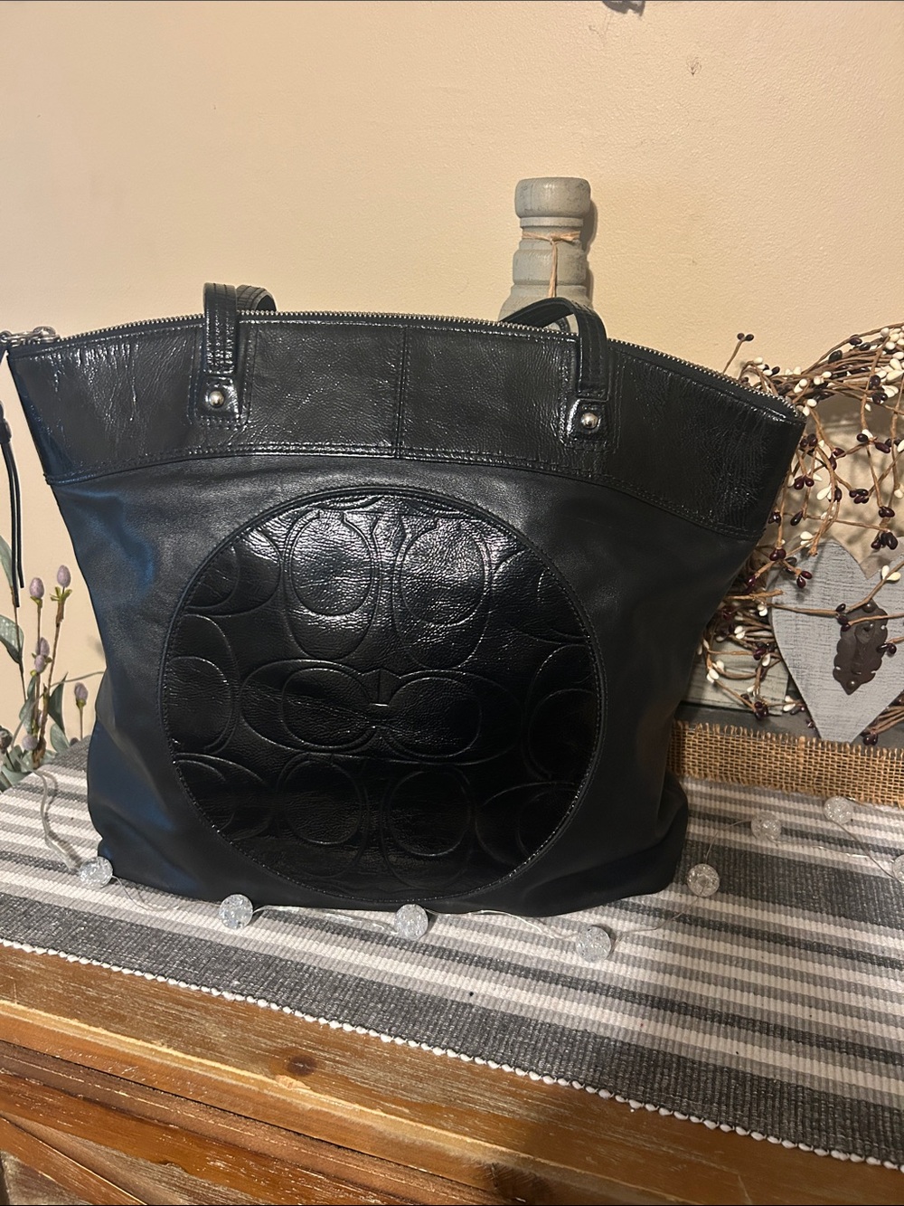 Coach Laura Black Leather Tote